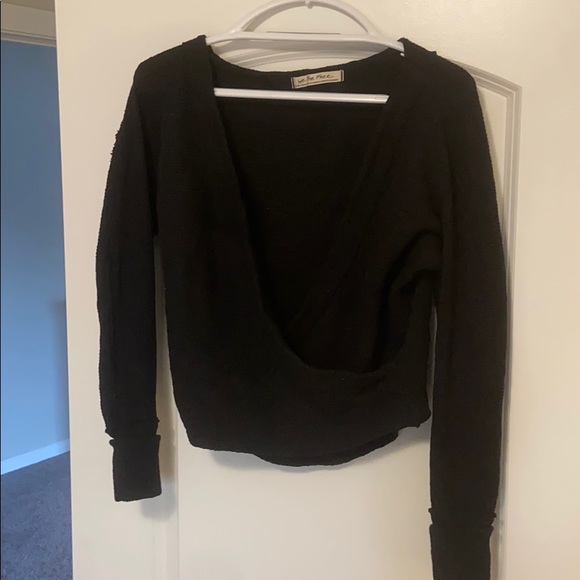 Free People Black Faux Wrap Sweater - Picture 2 of 4
